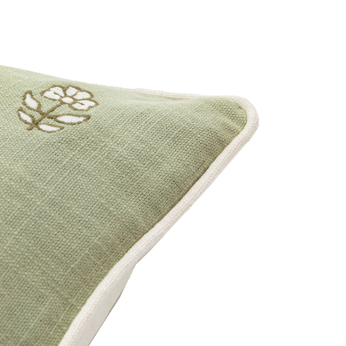 Bodhi Accessories Ilkley Embroider Floral Cushion Sage House of Isabella UK