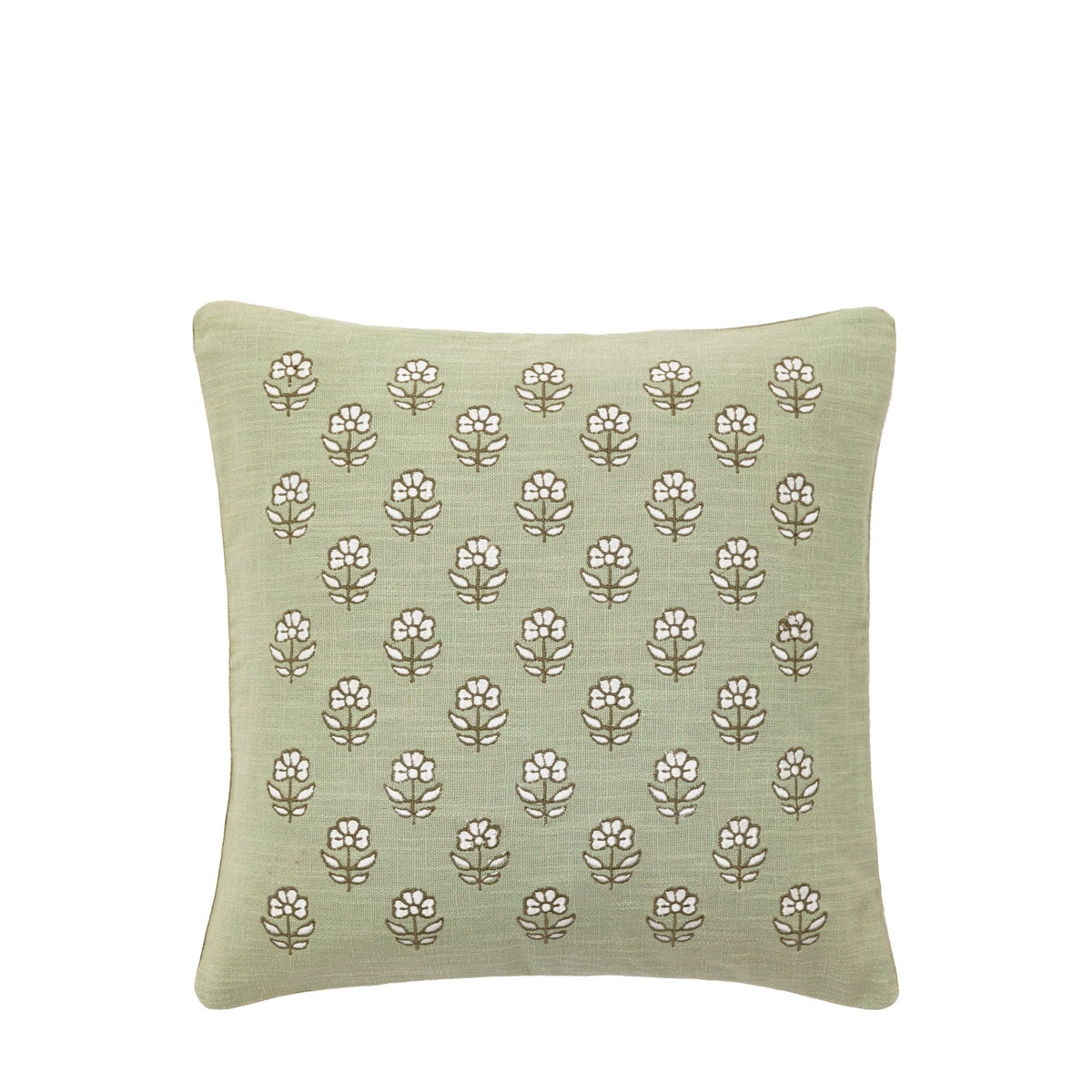 Bodhi Accessories Ilkley Embroider Floral Cushion Sage House of Isabella UK
