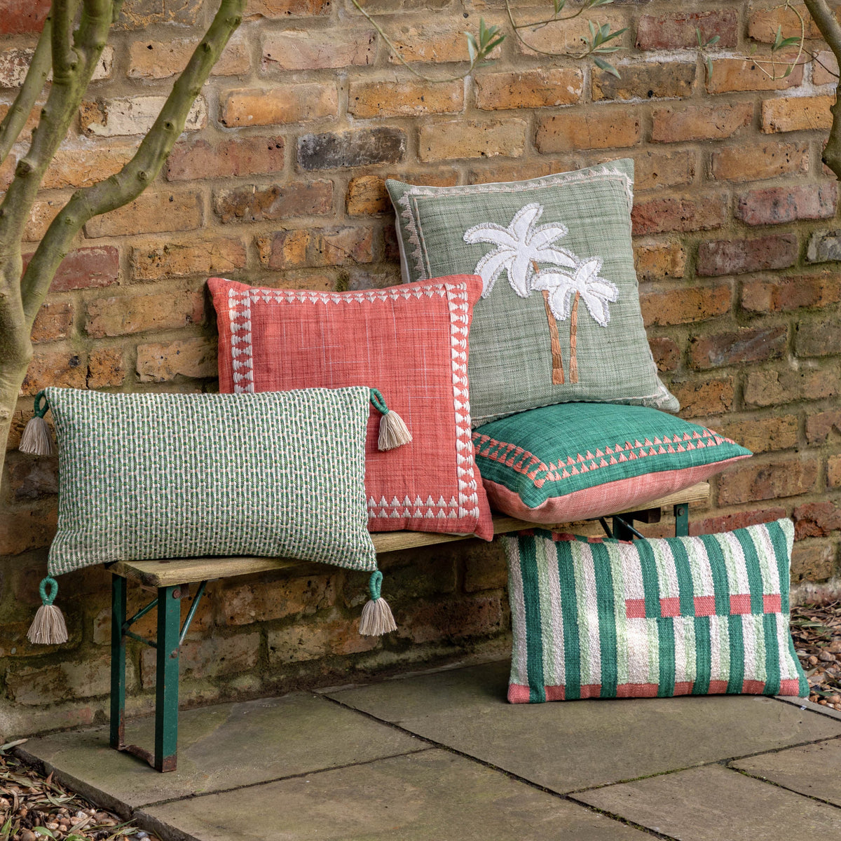 Bodhi Accessories Isla Woven Cushion Green House of Isabella UK