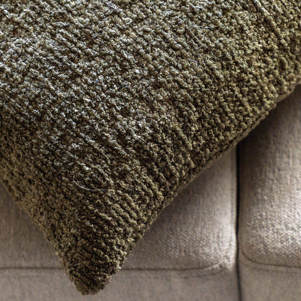 Bodhi Accessories Kaia Chenille Cushion Olive House of Isabella UK