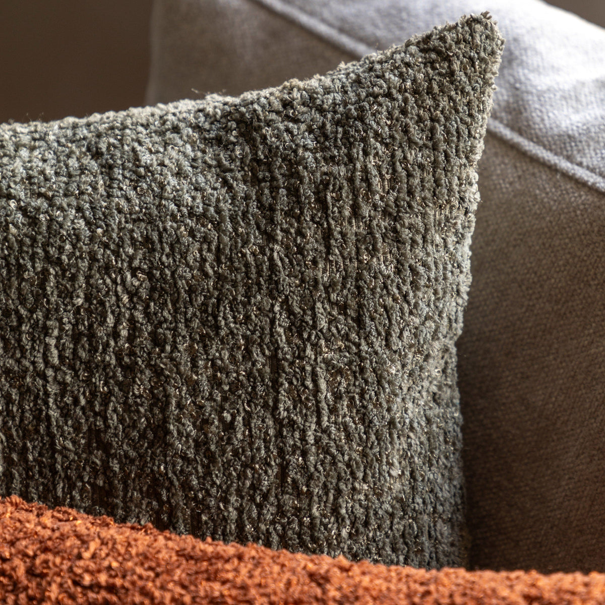 Bodhi Accessories Kaia Chenille Cushion Olive House of Isabella UK