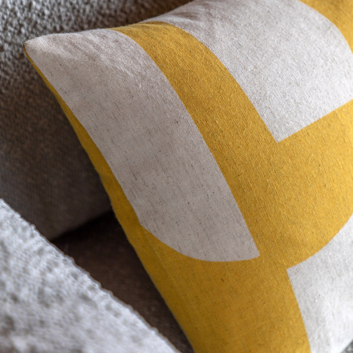 Bodhi Accessories Kalmar Graphic Cushion Mustard House of Isabella UK