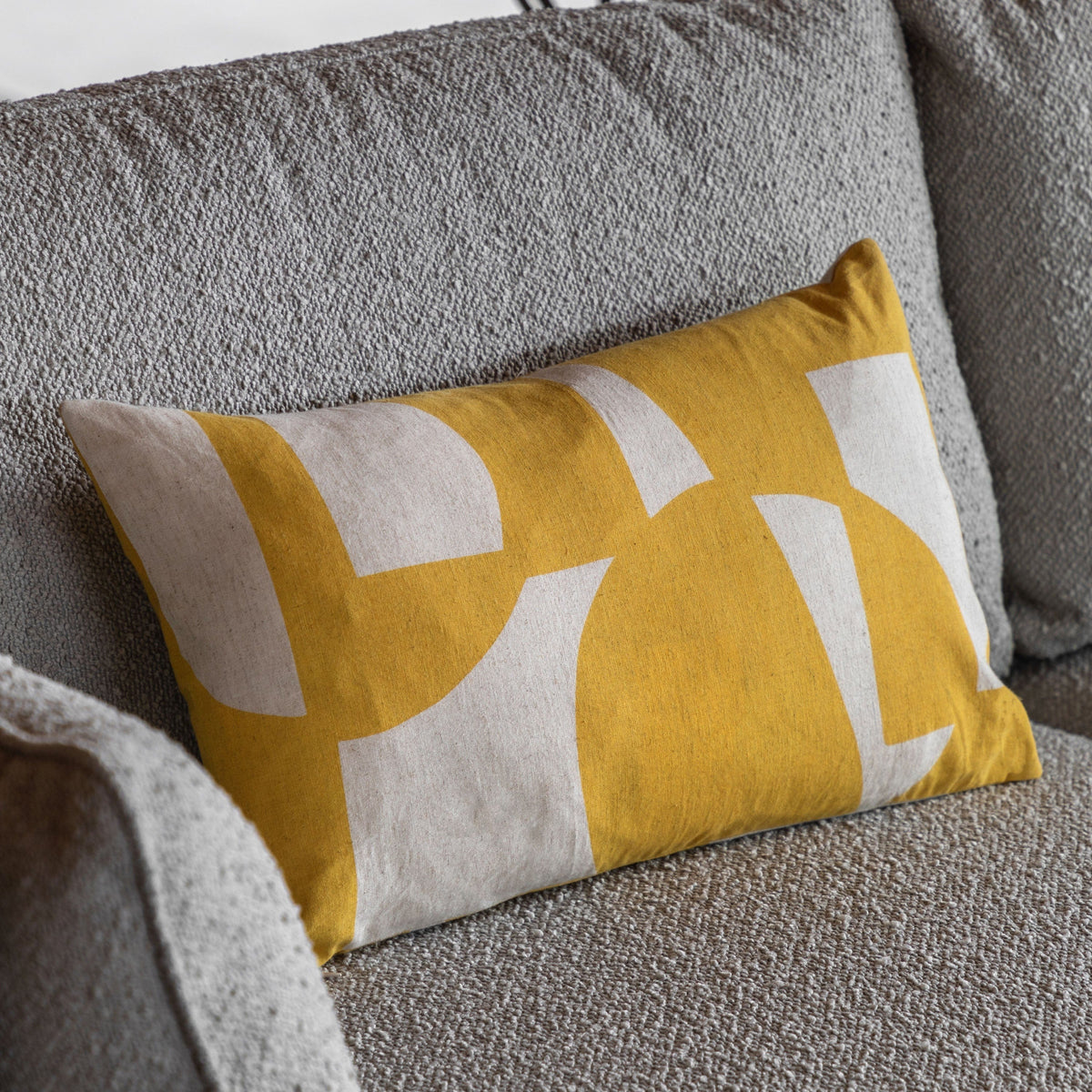 Bodhi Accessories Kalmar Graphic Cushion Mustard House of Isabella UK