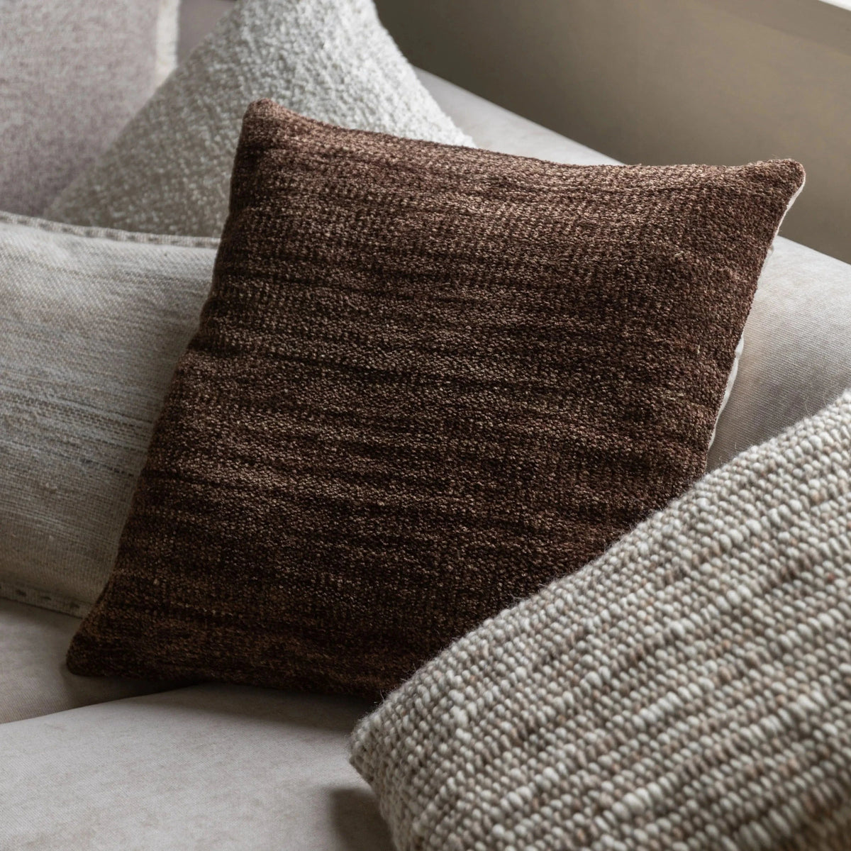 Bodhi Accessories Kendal Chenille Cushion Brown House of Isabella UK