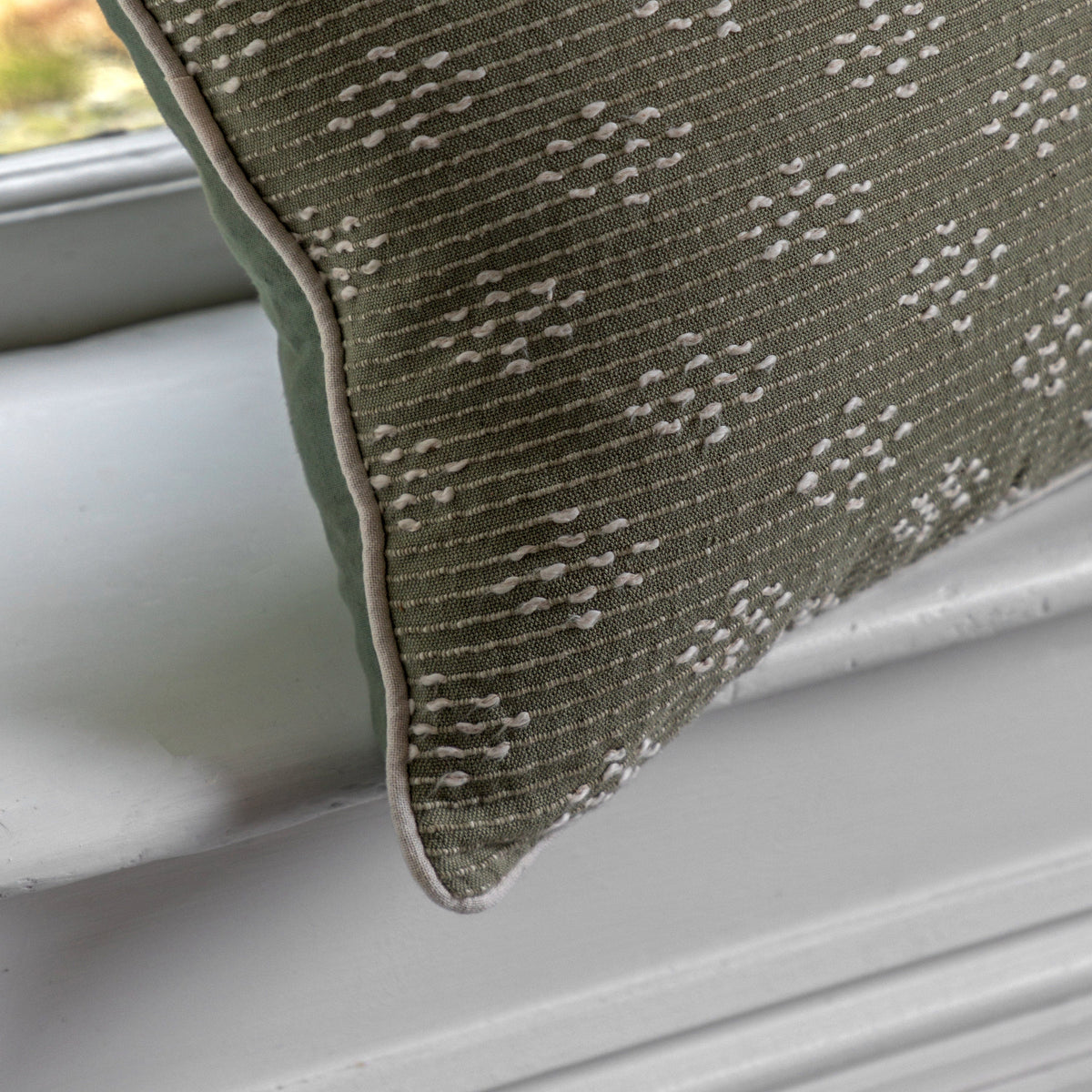 Bodhi Accessories Lanzo Woven Cushion Sage House of Isabella UK