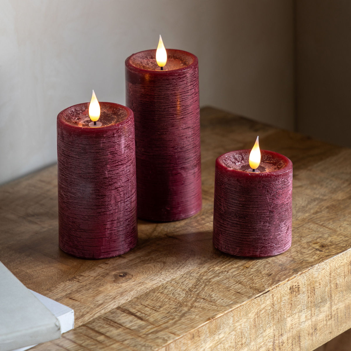 Bodhi Accessories LED 1 Wick Candle Oxblood 3pk House of Isabella UK