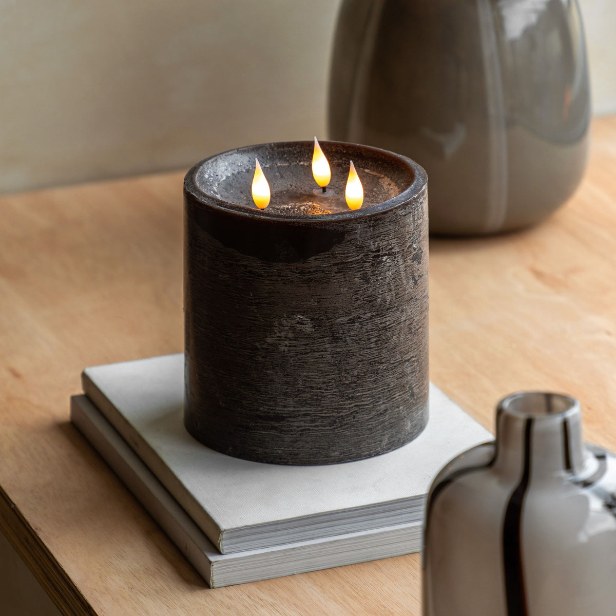 Bodhi Accessories LED 3 Wick Candle Mocha House of Isabella UK