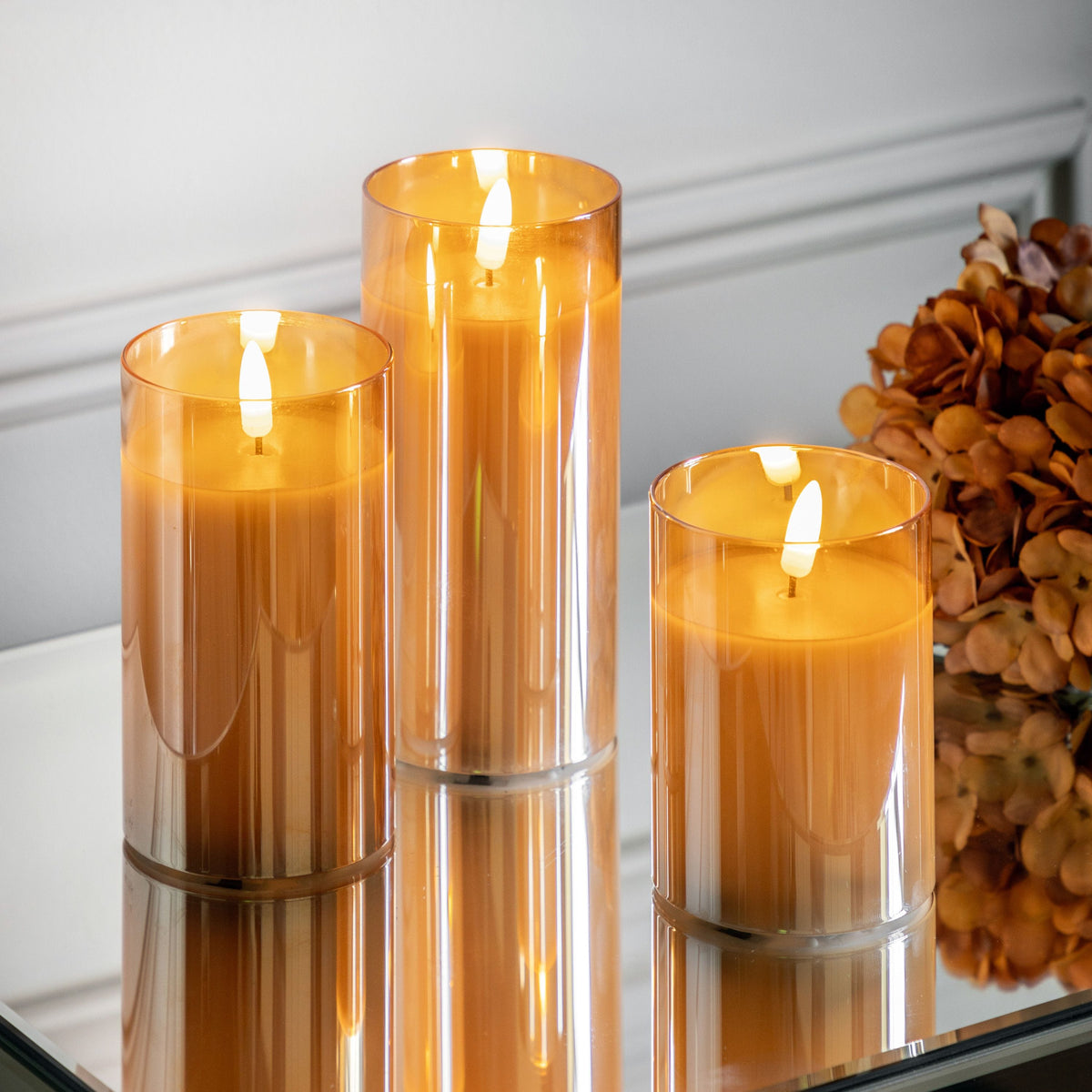LED Candle Gold Votive Set of 3.