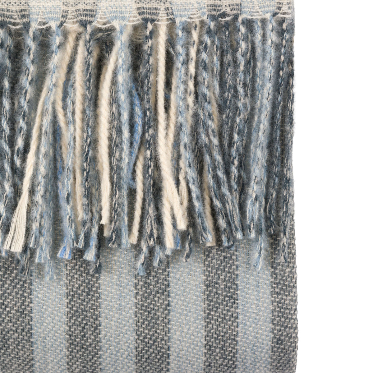 Bodhi Accessories Lille Jacquard Stripe Throw Blue and Natural House of Isabella UK