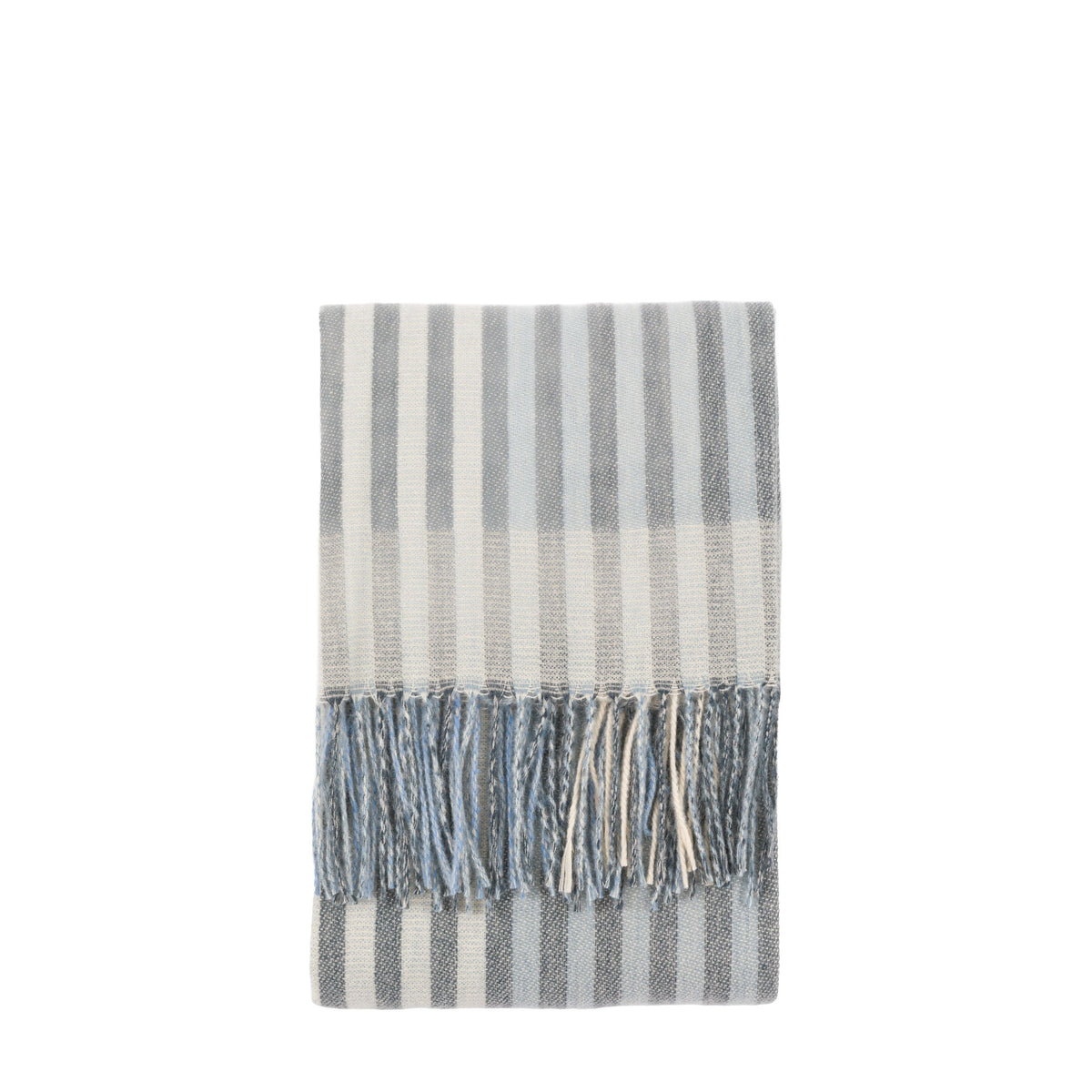 Bodhi Accessories Lille Jacquard Stripe Throw Blue and Natural House of Isabella UK