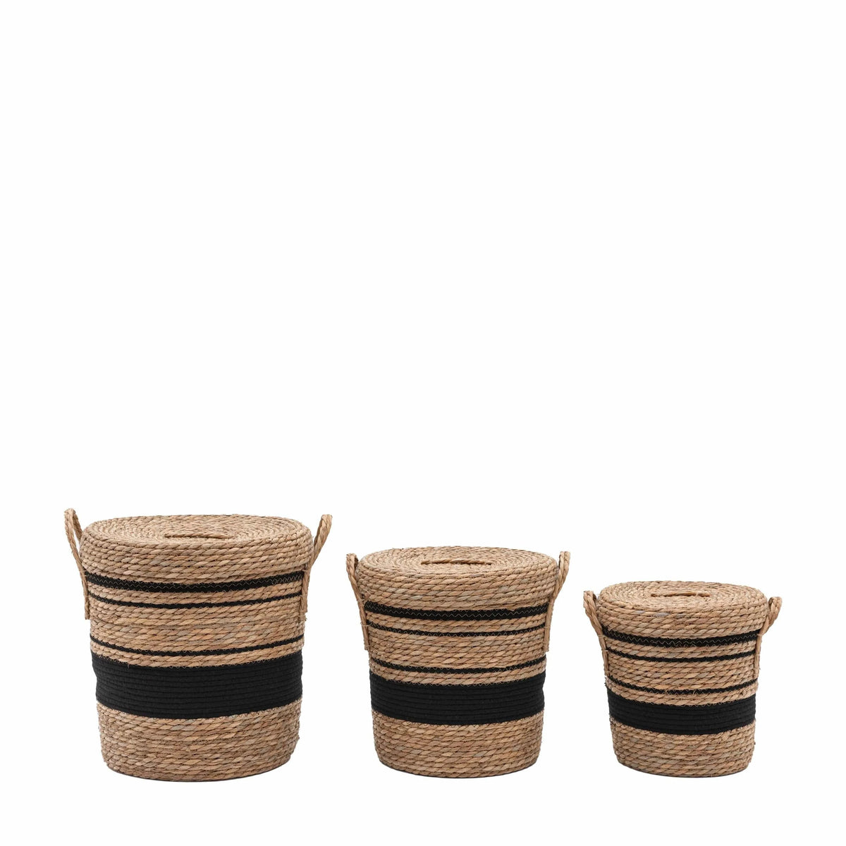 Bodhi Accessories Linen Basket Nest Black Stripe Set of 3 House of Isabella UK