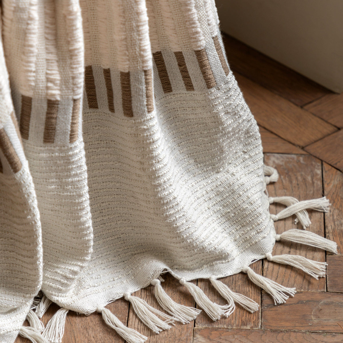 Bodhi Accessories Longshaw Woven Throw Natural House of Isabella UK