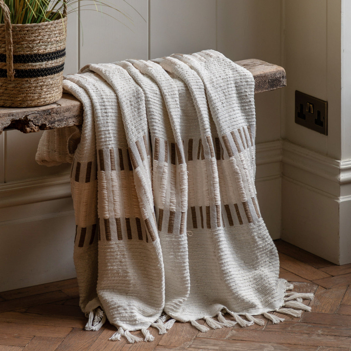 Bodhi Accessories Longshaw Woven Throw Natural House of Isabella UK