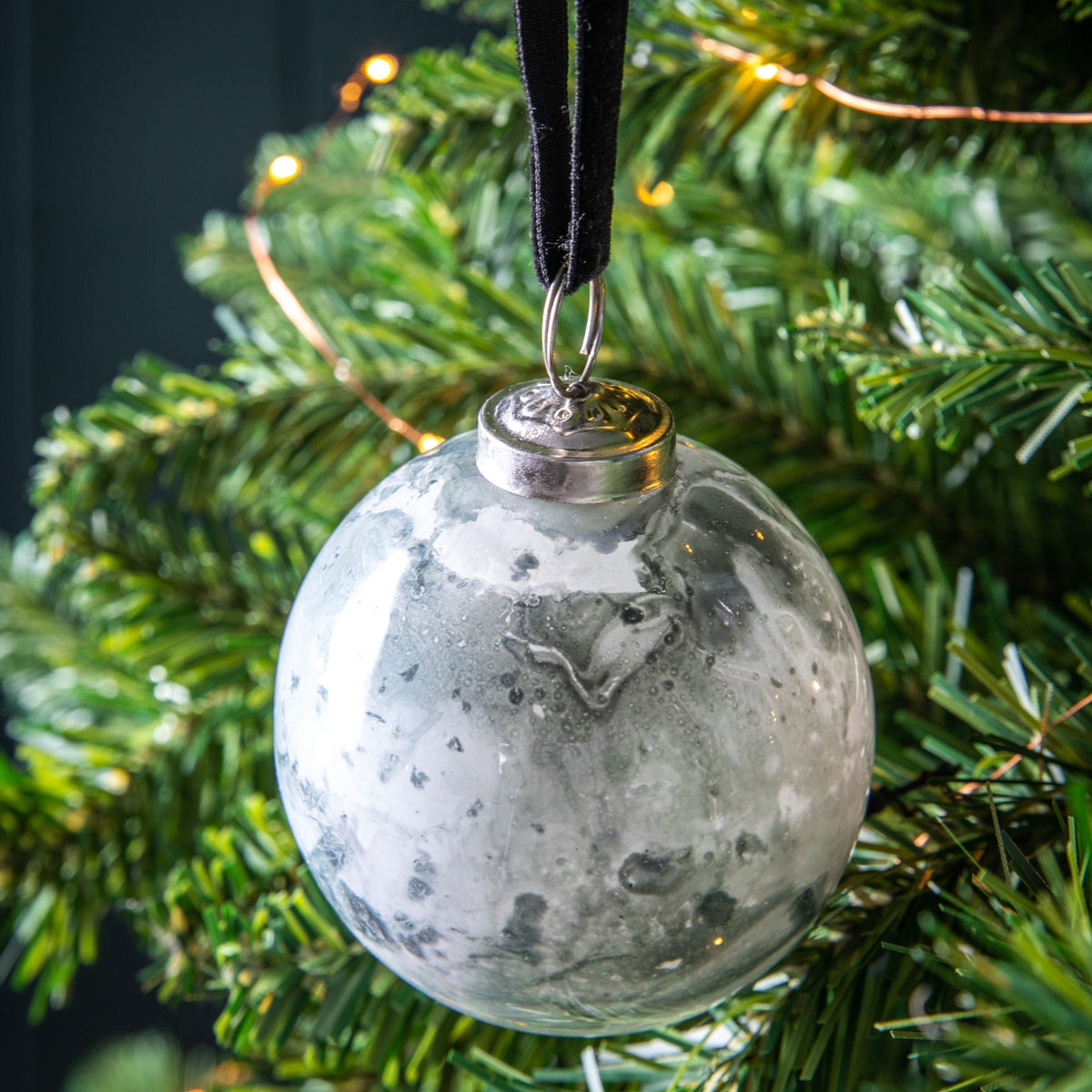 Bodhi Accessories Marbled Bauble Grey 6pk Small House of Isabella UK