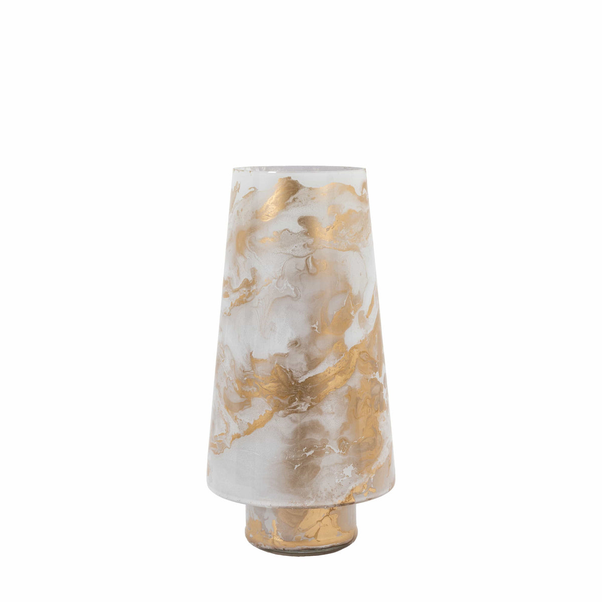 Marbled Hurricane Large Gold White Candle Holder.