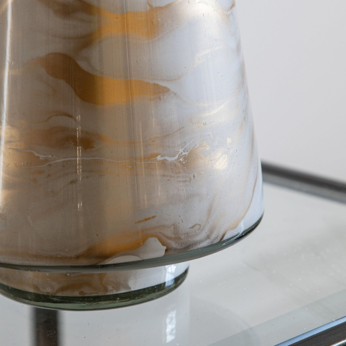 Marbled Hurricane Medium Gold White Candle Holder.