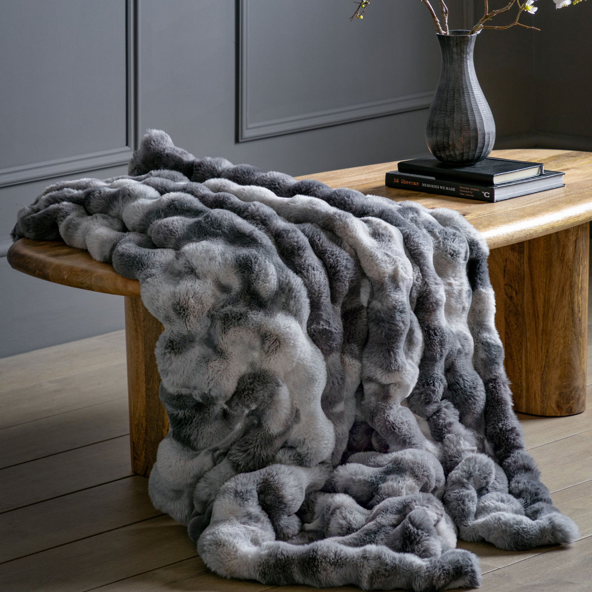 Marshmallow Marble Rabbit Fur Throw.