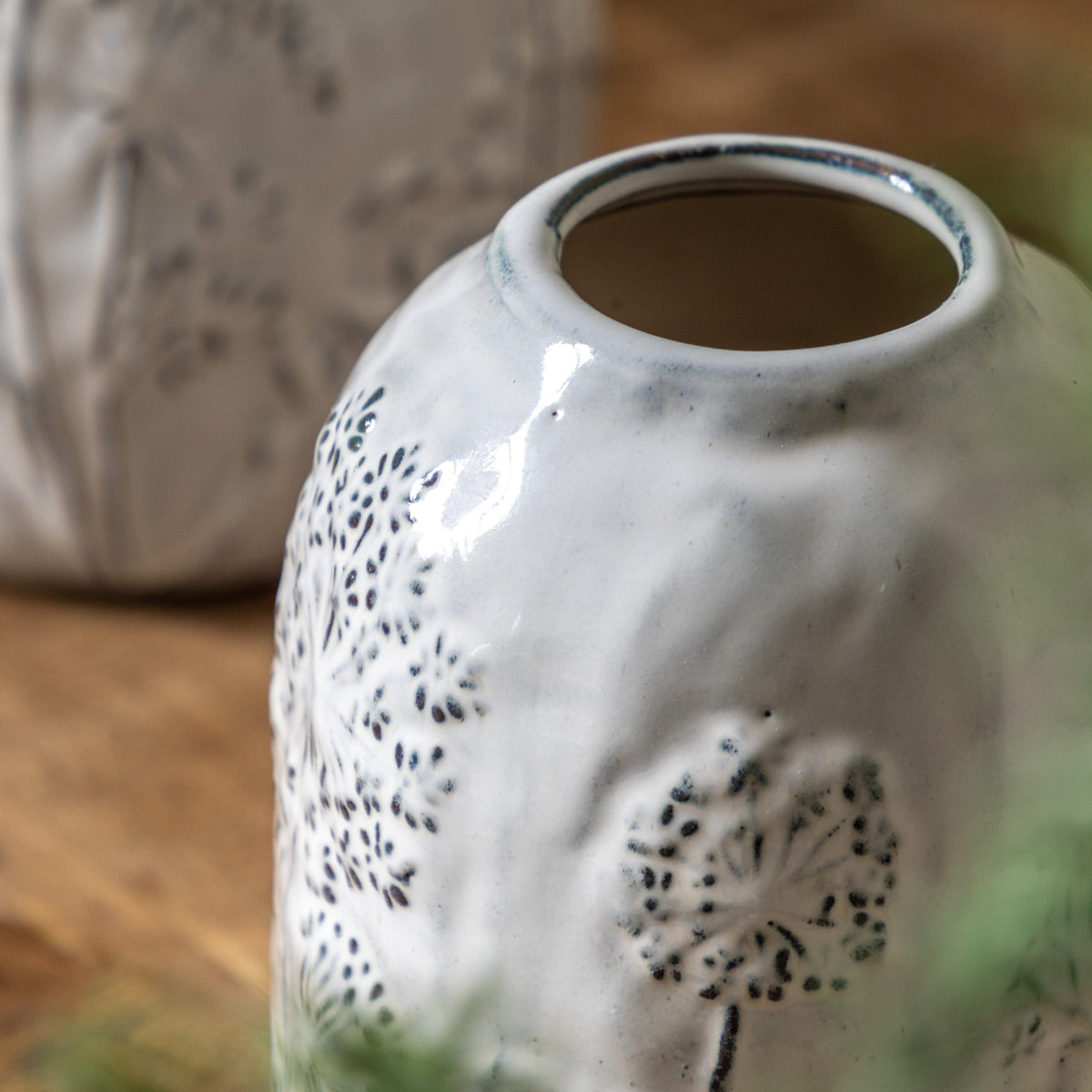 Bodhi Accessories Meadow Embossed Ceramic Vase Stone Small House of Isabella UK