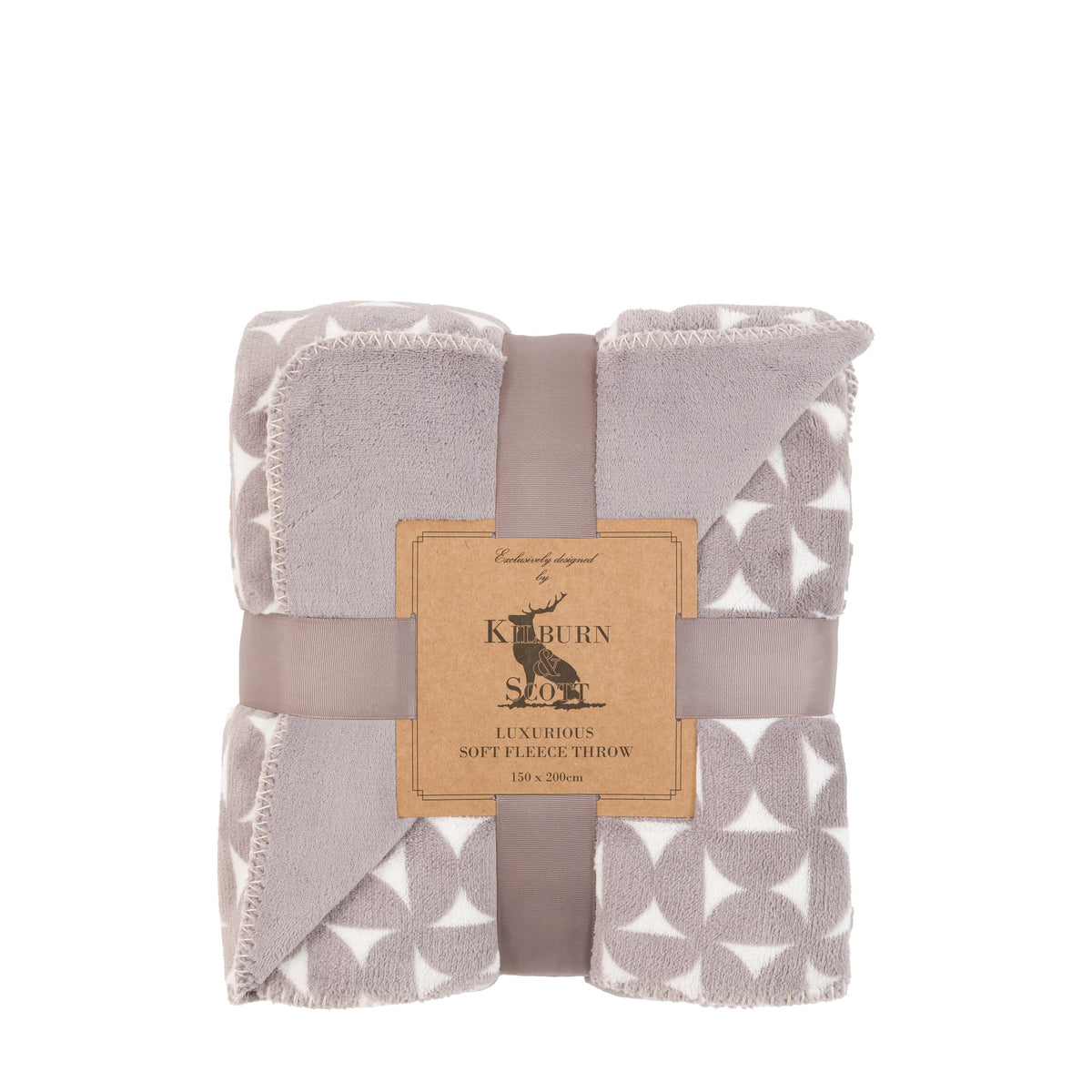 Bodhi Accessories Modern Geo Flannel Throw Taupe House of Isabella UK