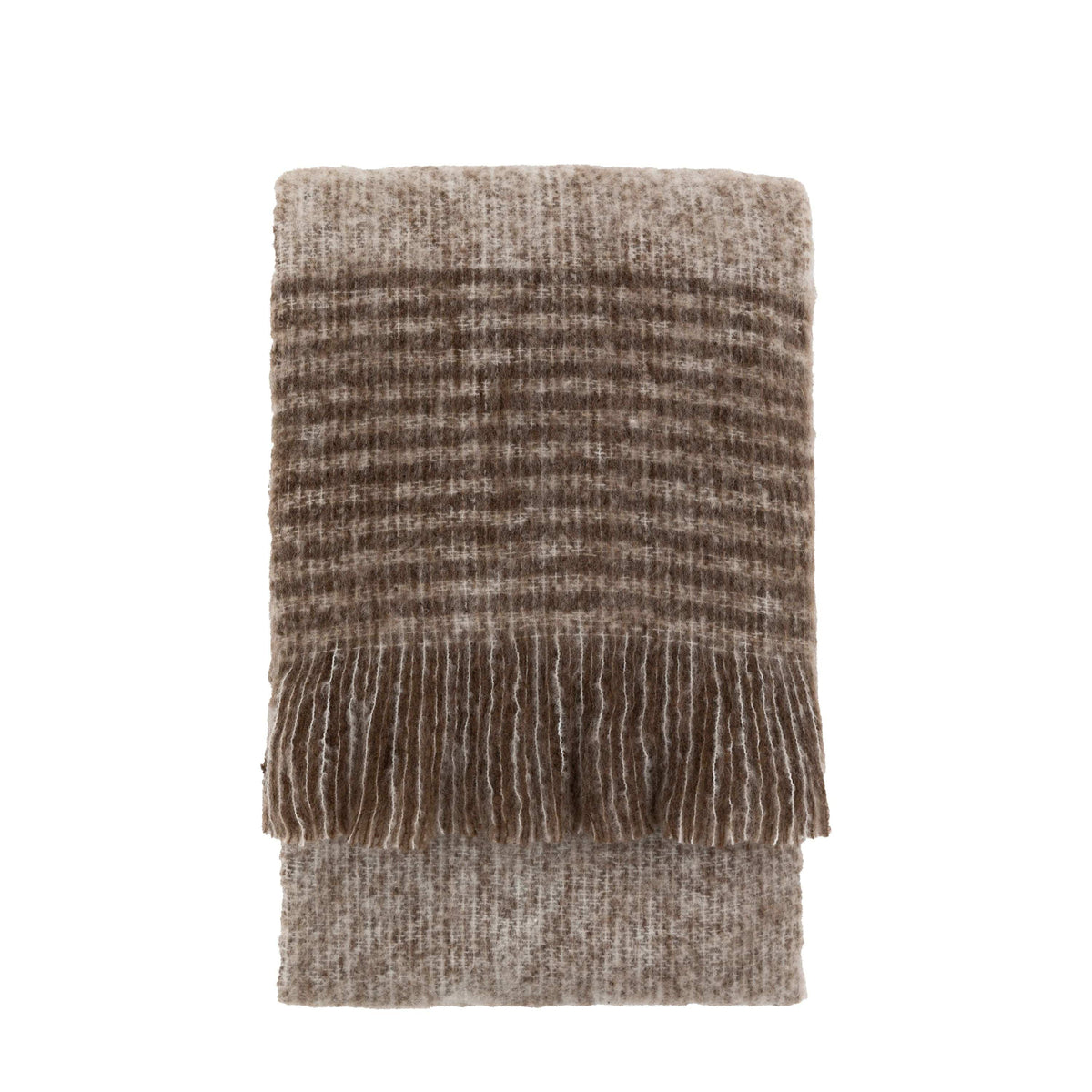 Bodhi Accessories Mohair Fringe Throw Brown & Natural House of Isabella UK
