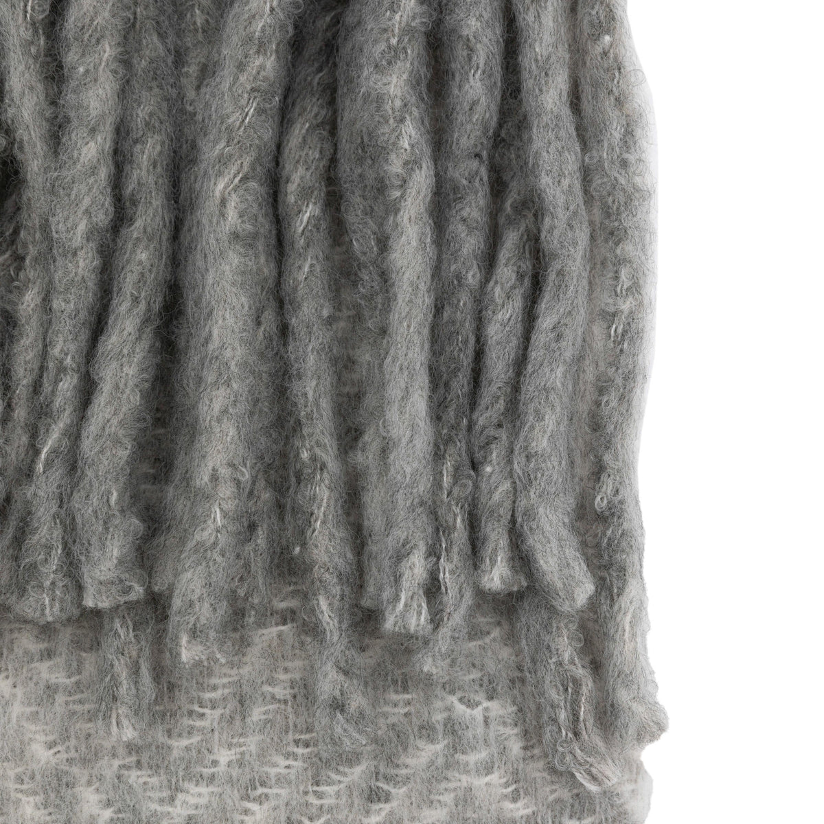 Mohair Fringe Throw Grey.