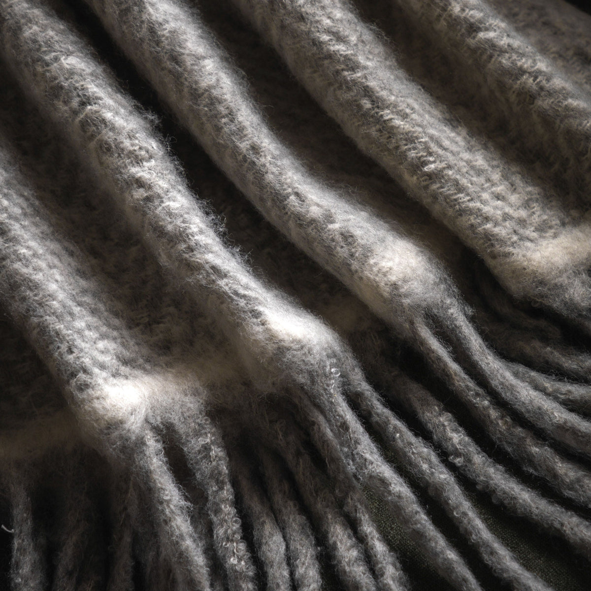 Mohair Fringe Throw Grey.