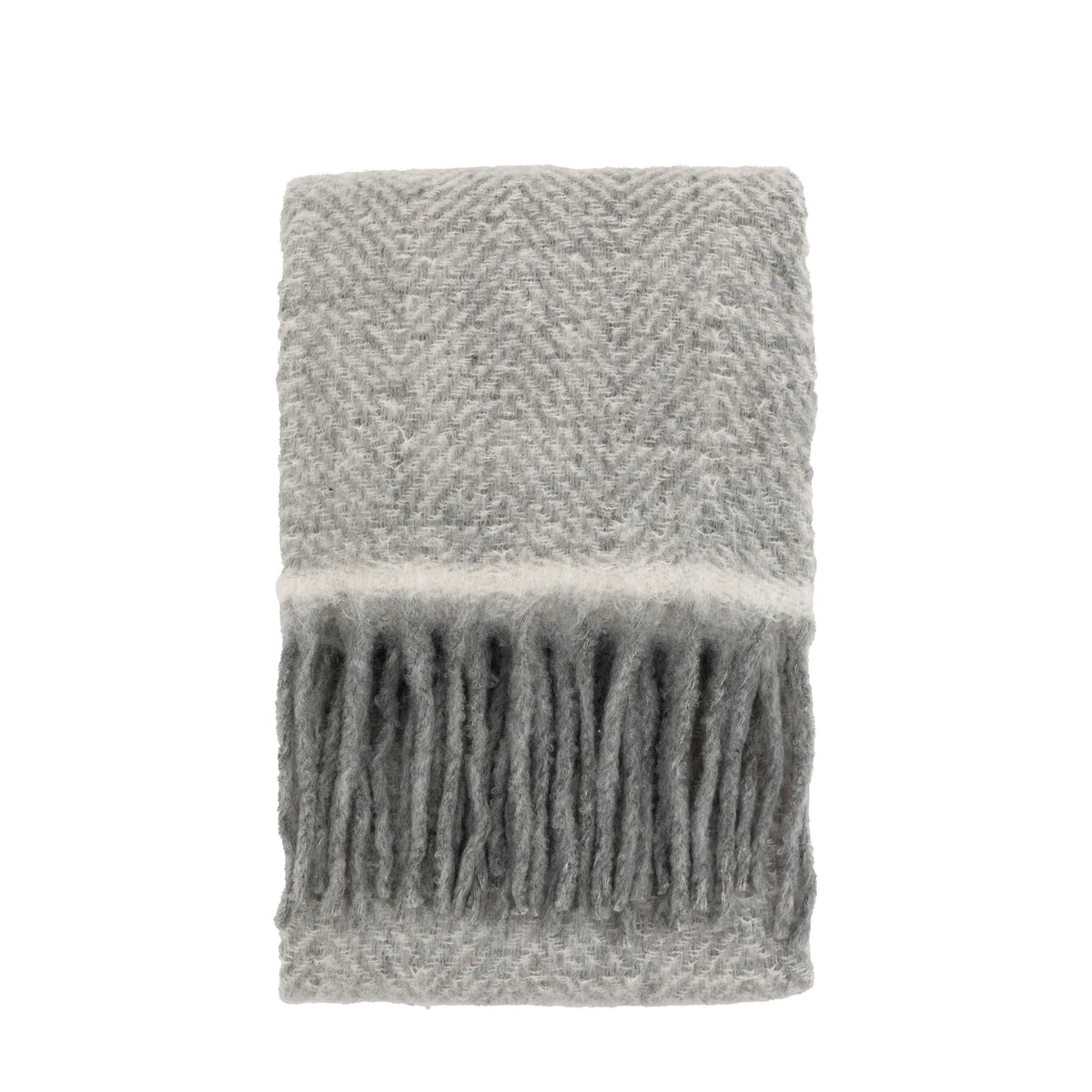 Mohair Fringe Throw Grey.