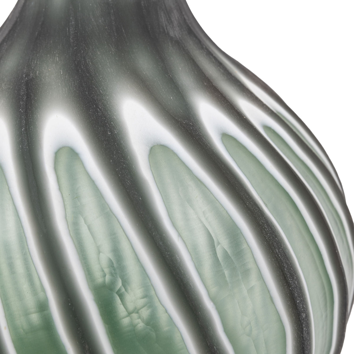 Bodhi Accessories Morella Swirl Hand Carved Glass Vase Sage Small House of Isabella UK