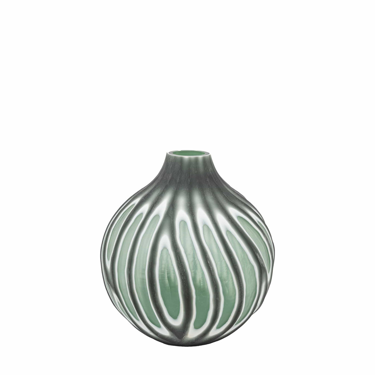 Bodhi Accessories Morella Swirl Hand Carved Glass Vase Sage Small House of Isabella UK