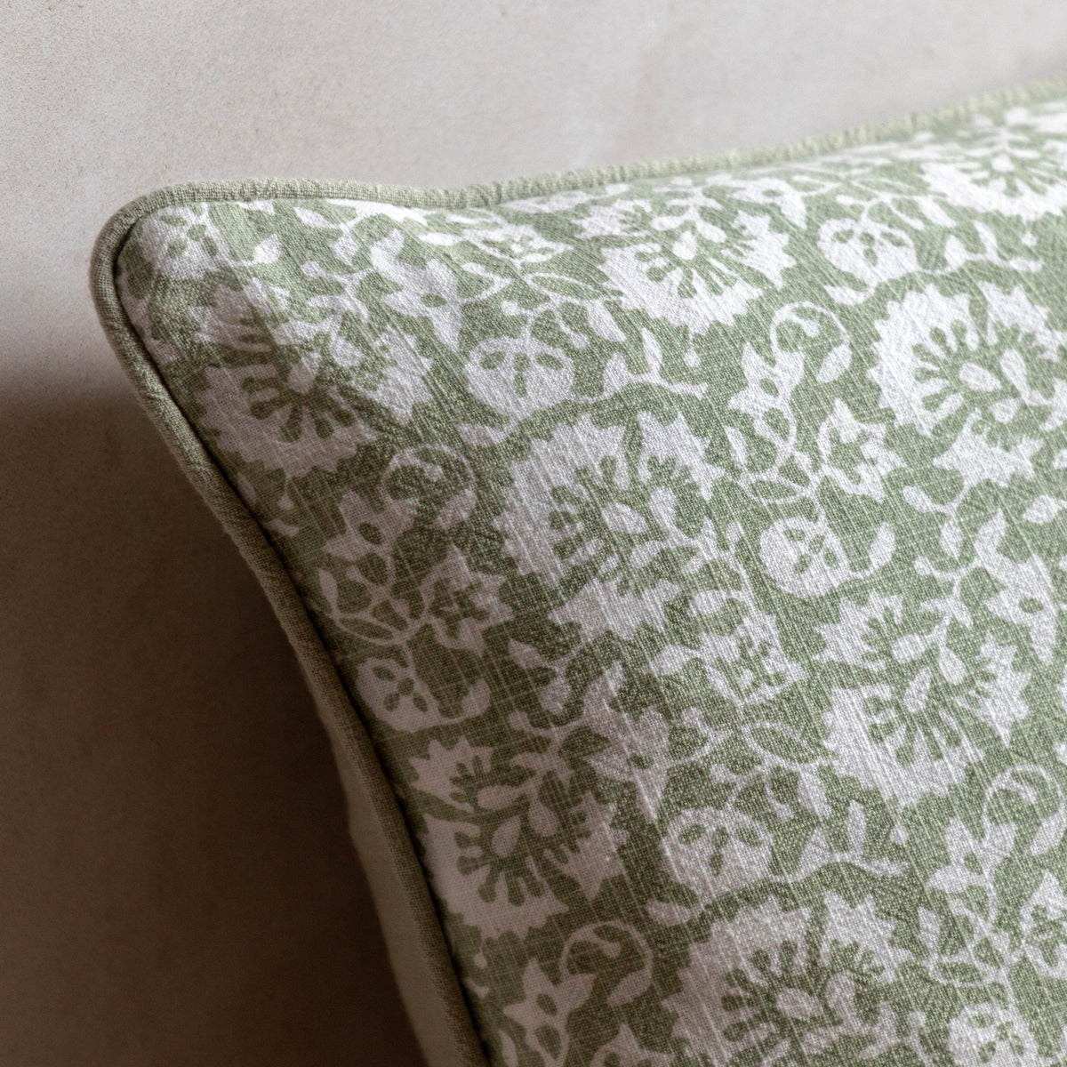 Bodhi Accessories Morley Floral Cushion Sage House of Isabella UK