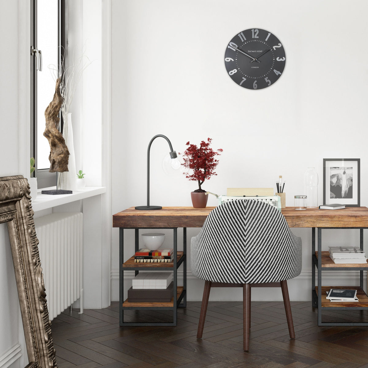 Bodhi Accessories Mulberry Wall Clock Graphite Silver House of Isabella UK