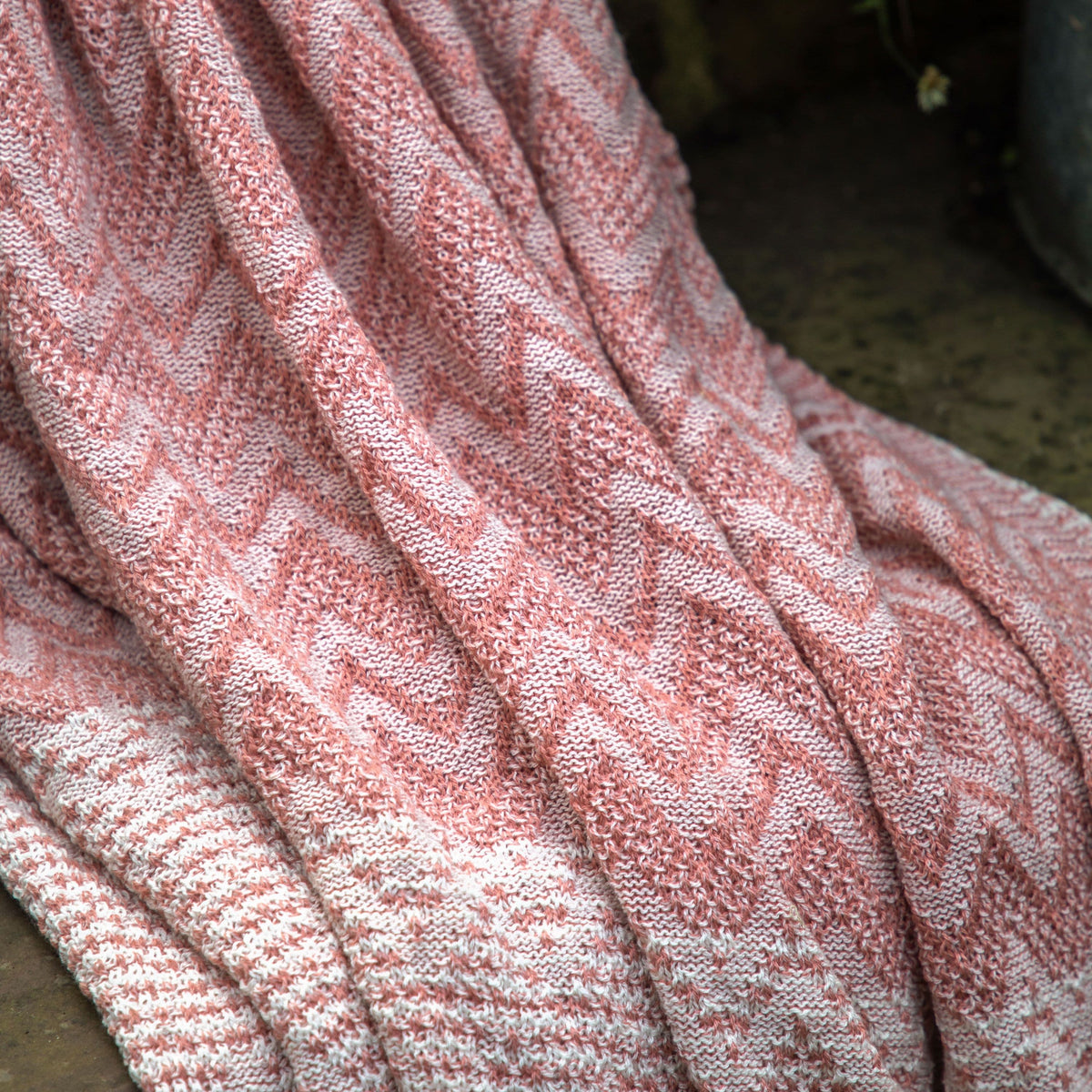 Bodhi Accessories Nalu Knitted Herringbone Throw Apricot House of Isabella UK