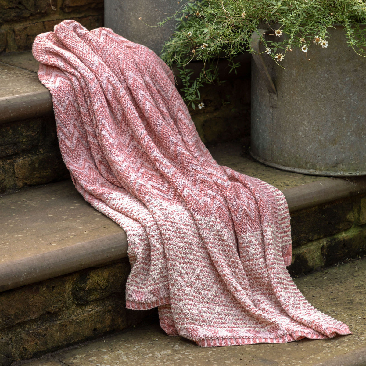 Bodhi Accessories Nalu Knitted Herringbone Throw Apricot House of Isabella UK