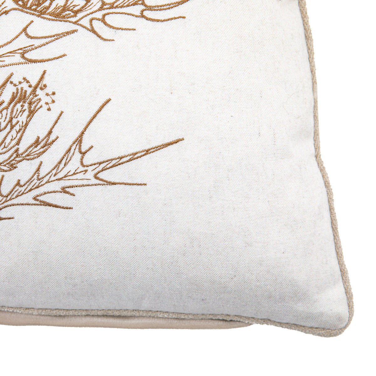 Bodhi Accessories Natural Thistle Cushion Embroider House of Isabella UK