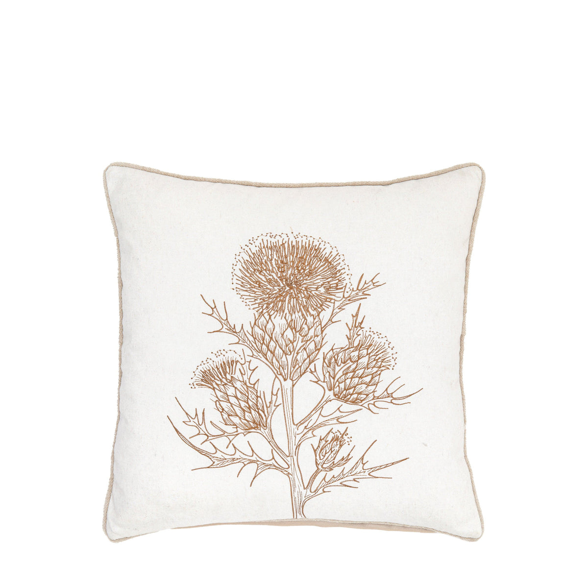 Bodhi Accessories Natural Thistle Cushion Embroider House of Isabella UK