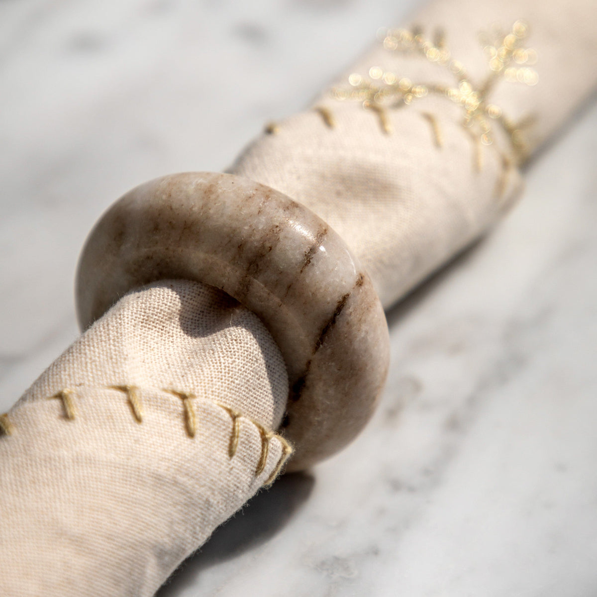 Bodhi Accessories Novi Napkin Rings Set of 4 Beige Marble House of Isabella UK