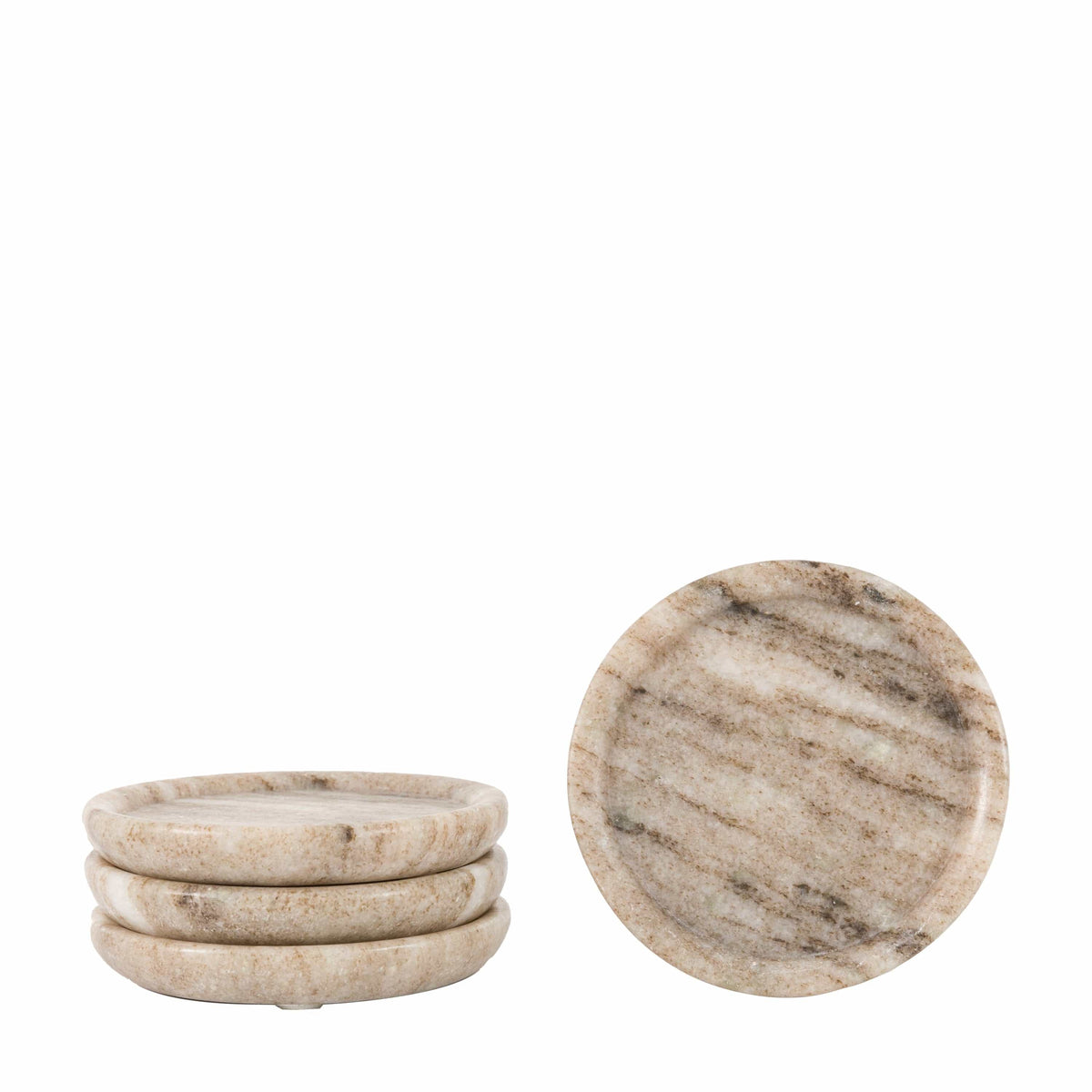 Bodhi Accessories Novi Round Coasters Set of 4 Beige Marble House of Isabella UK