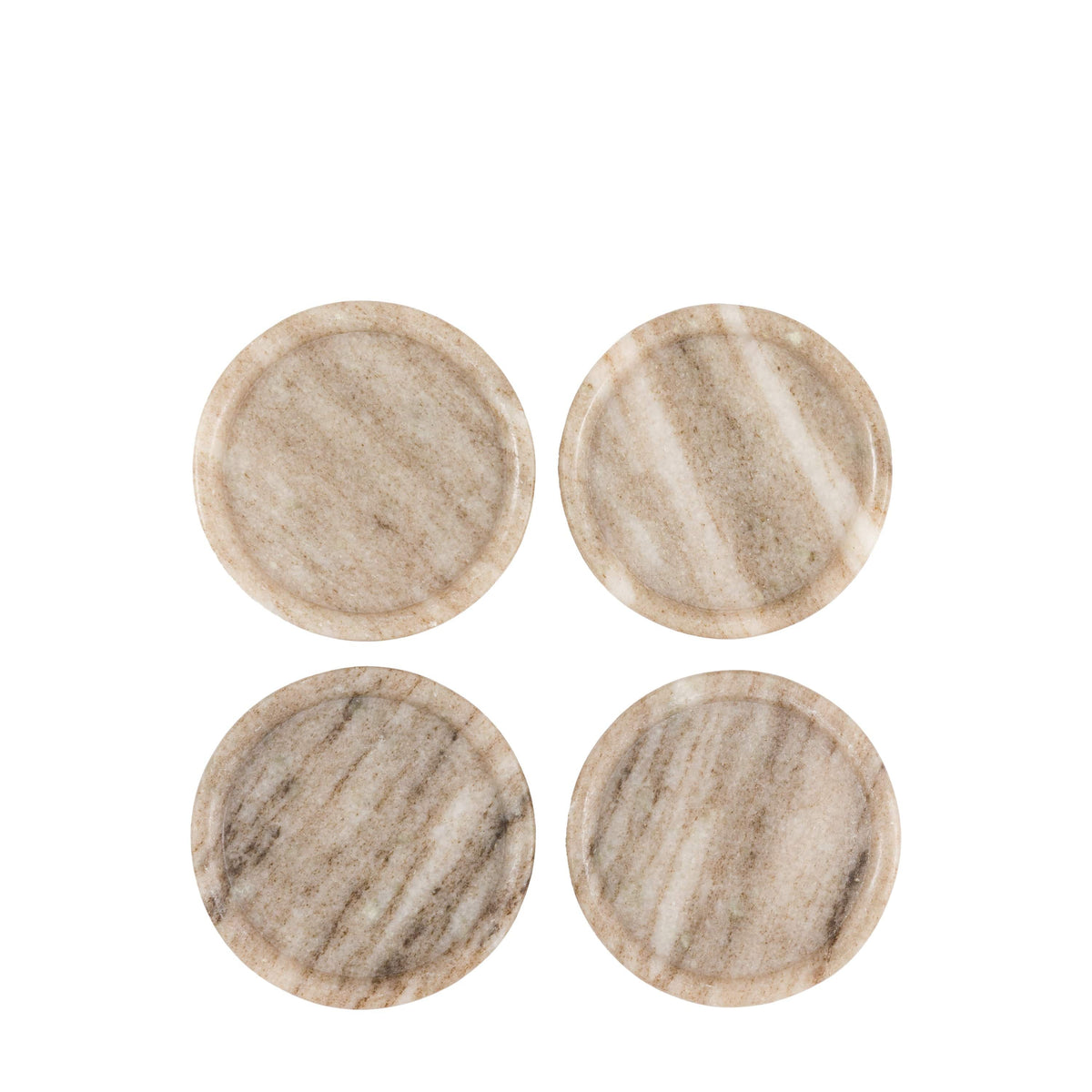 Bodhi Accessories Novi Round Coasters Set of 4 Beige Marble House of Isabella UK