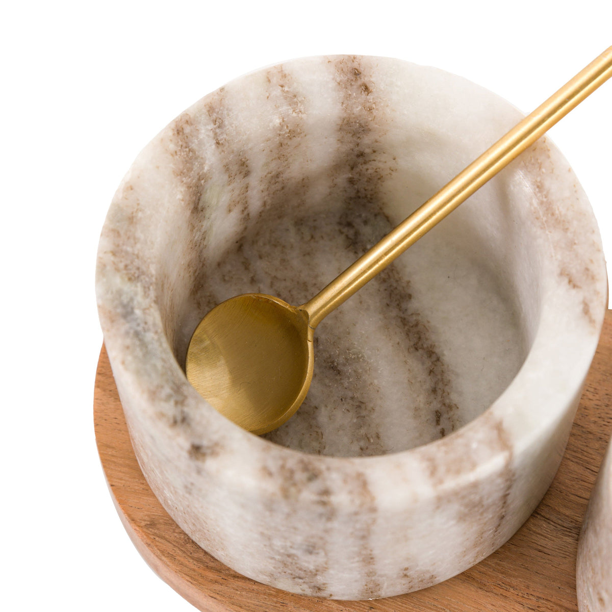 Bodhi Accessories Novi Spoon and Pinch Pot Beige Marble House of Isabella UK