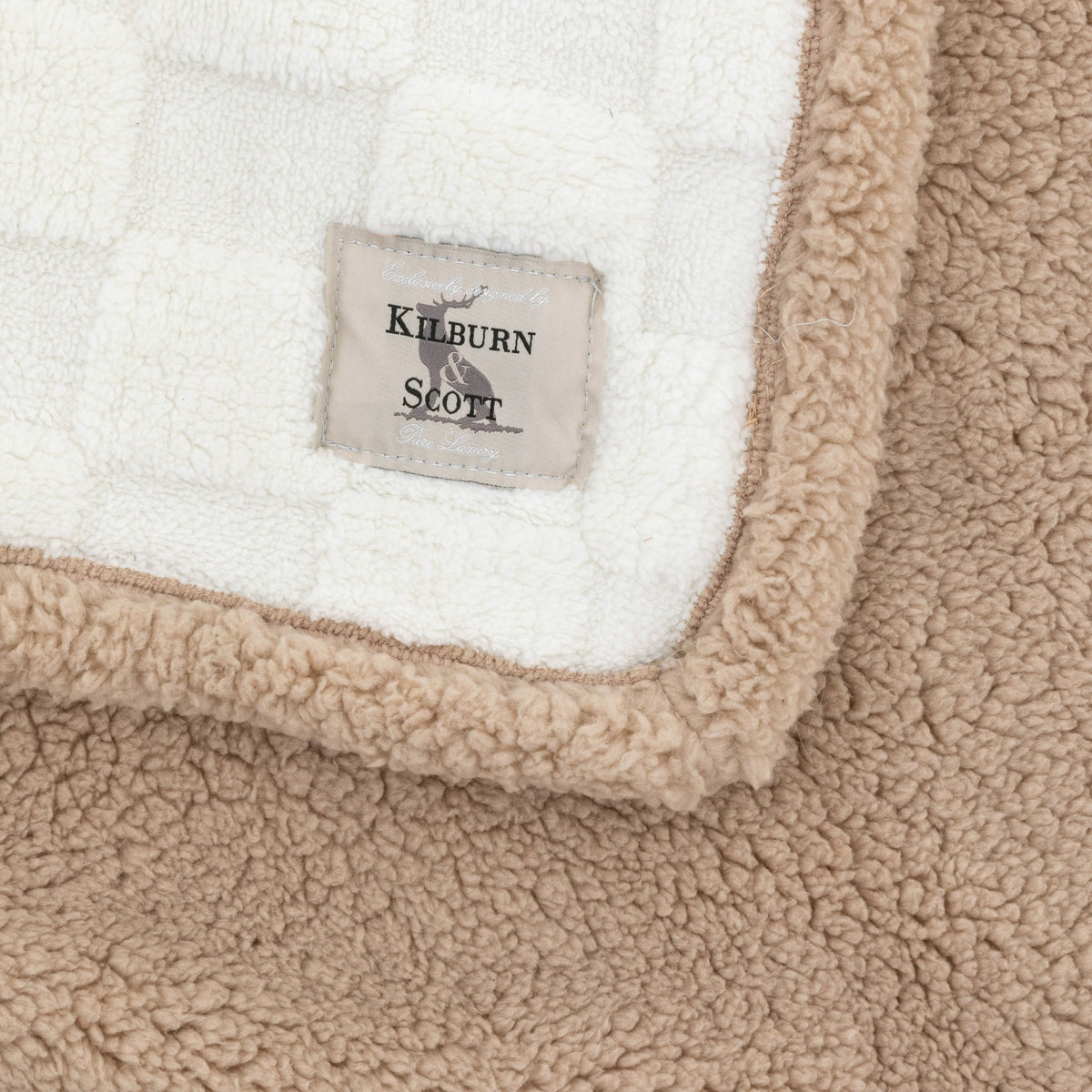 Bodhi Accessories Oaken Checked Sherpa Throw Cream House of Isabella UK