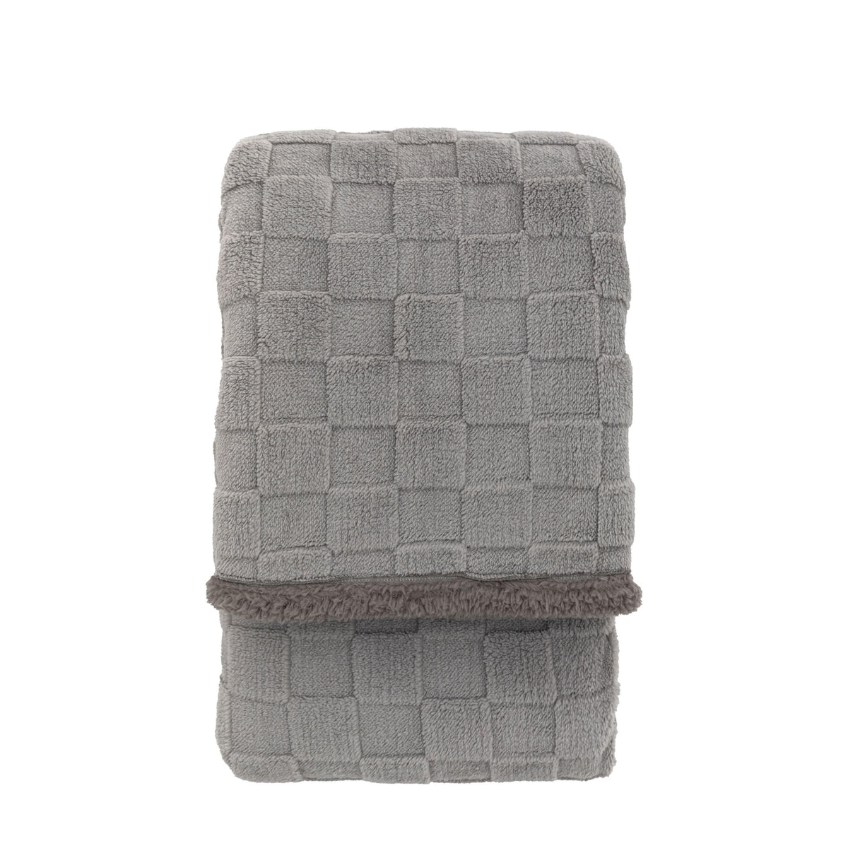 Bodhi Accessories Oaken Checked Sherpa Throw Grey House of Isabella UK