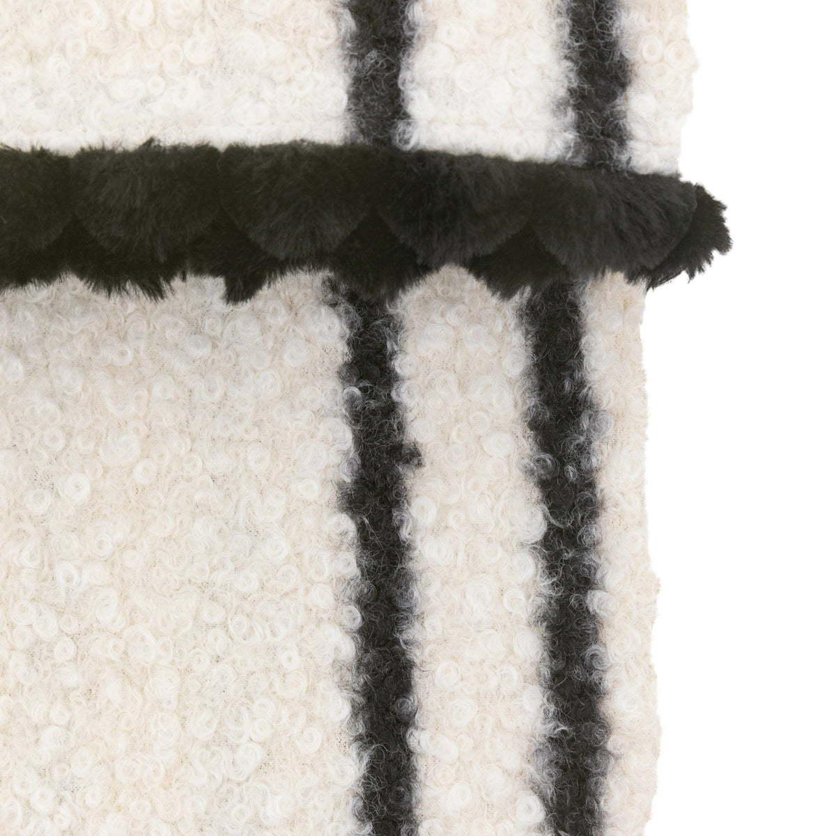 Bodhi Accessories Ophelia Scalloped Throw Cream & Black House of Isabella UK