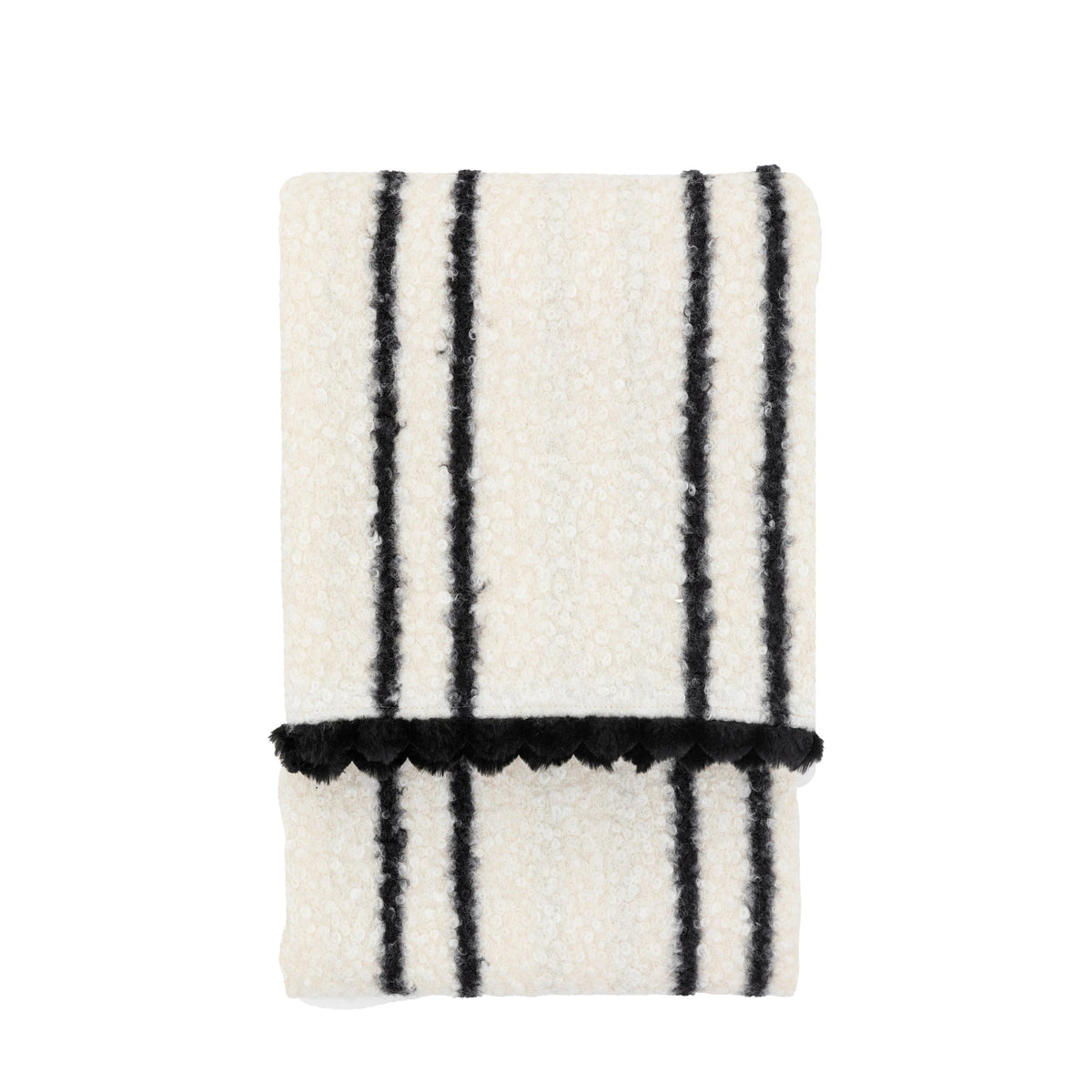 Bodhi Accessories Ophelia Scalloped Throw Cream & Black House of Isabella UK