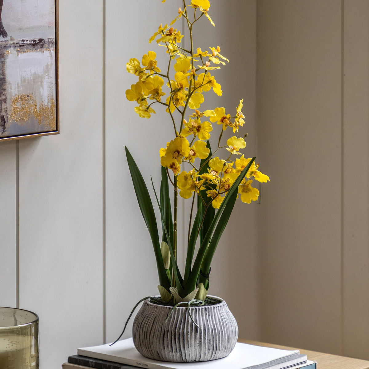 Bodhi Accessories Orchid Yellow in Low Ceramic Pot House of Isabella UK