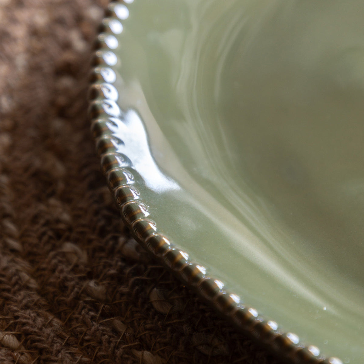 Bodhi Accessories Organic Beaded Dinner Plate Olive 4pk House of Isabella UK