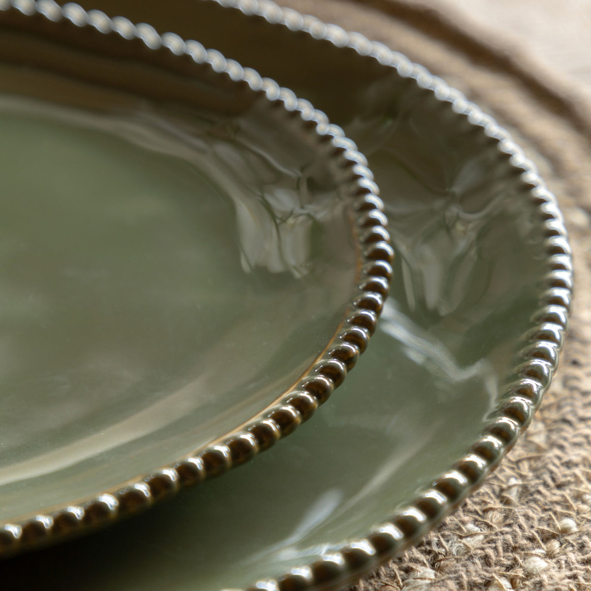 Bodhi Accessories Organic Beaded Side Plate Olive 4pk House of Isabella UK