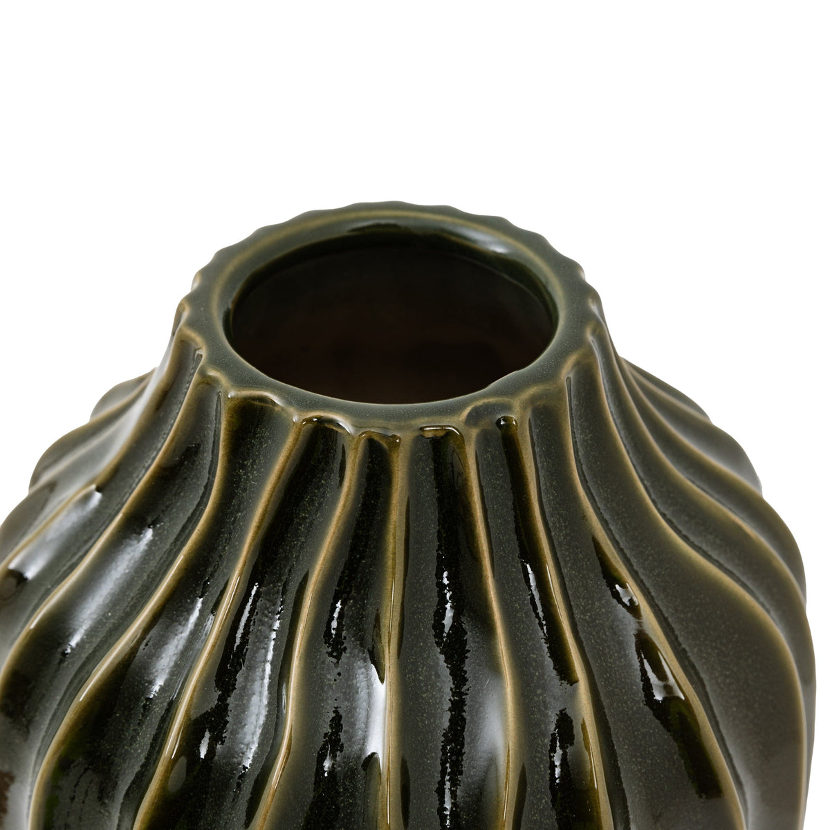 Bodhi Accessories Organic Ribbed Vase Olive Small House of Isabella UK