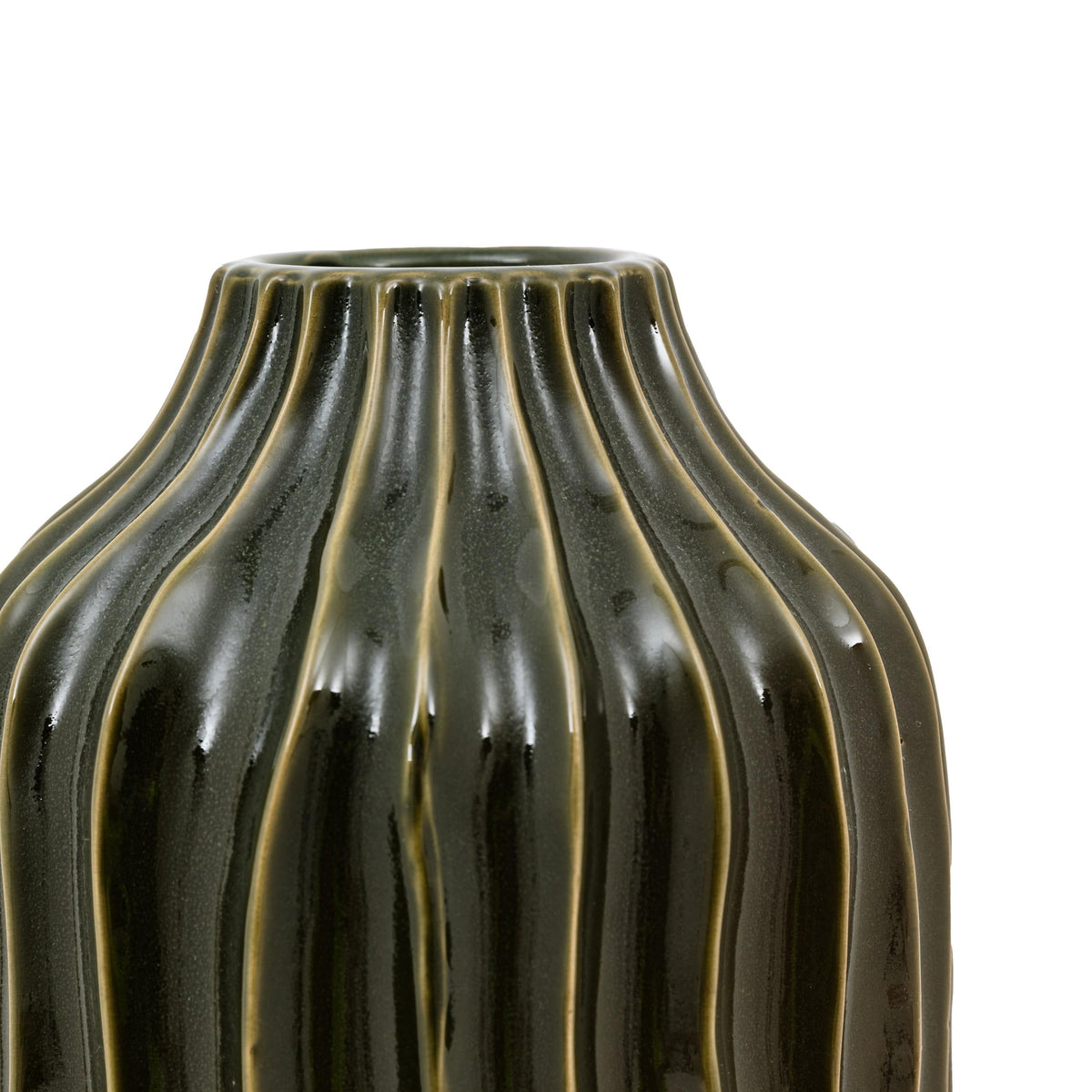 Bodhi Accessories Organic Ribbed Vase Olive Small House of Isabella UK