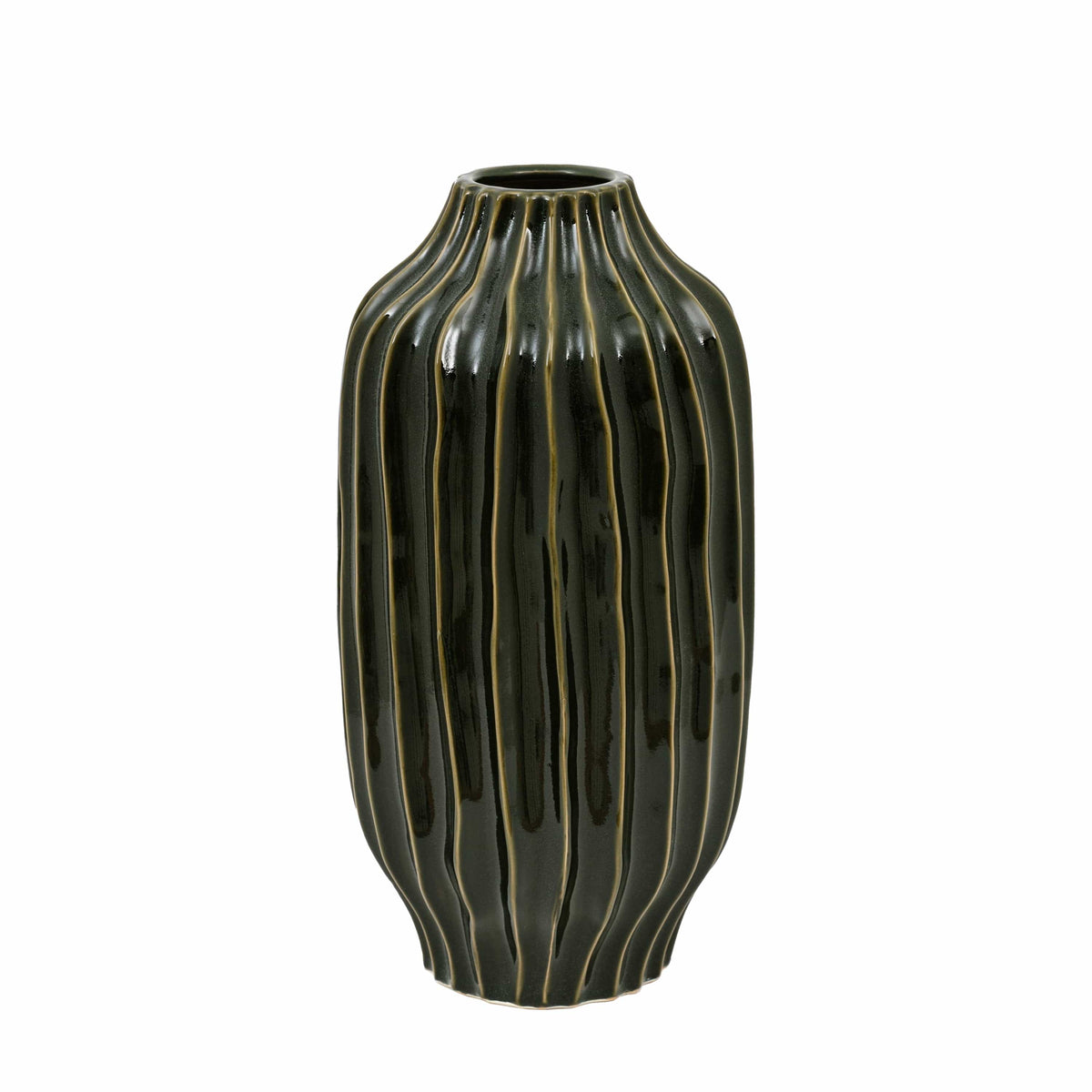 Bodhi Accessories Organic Ribbed Vase Olive Small House of Isabella UK