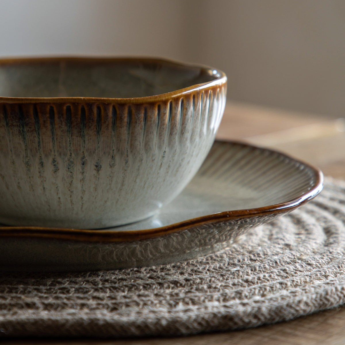 Bodhi Accessories Organic Ridged Bowl Stone 4pk House of Isabella UK